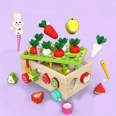 Montessori Tuinvormen Sorteerder Houten Educatief Speelgoed voor Peuters met Fruit en Groenten 3+ Jaar 1